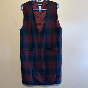 Vintage Wool Blend Red Plaid Jumper Dress Women’s Size 12 by Sag Harbor